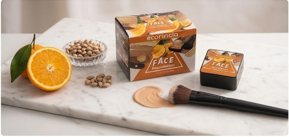 Base de Maquillaje Alta Cobertura Ecorincia con Esponja Ergónomica
